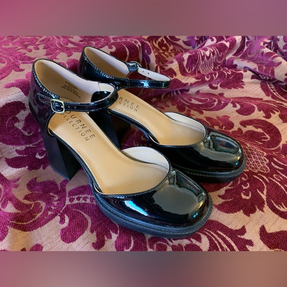 NWOT Journee Collection Sophilynn Platform Heel Mary Jane Pump Black Patent Sz 7 - Picture 2 of 8